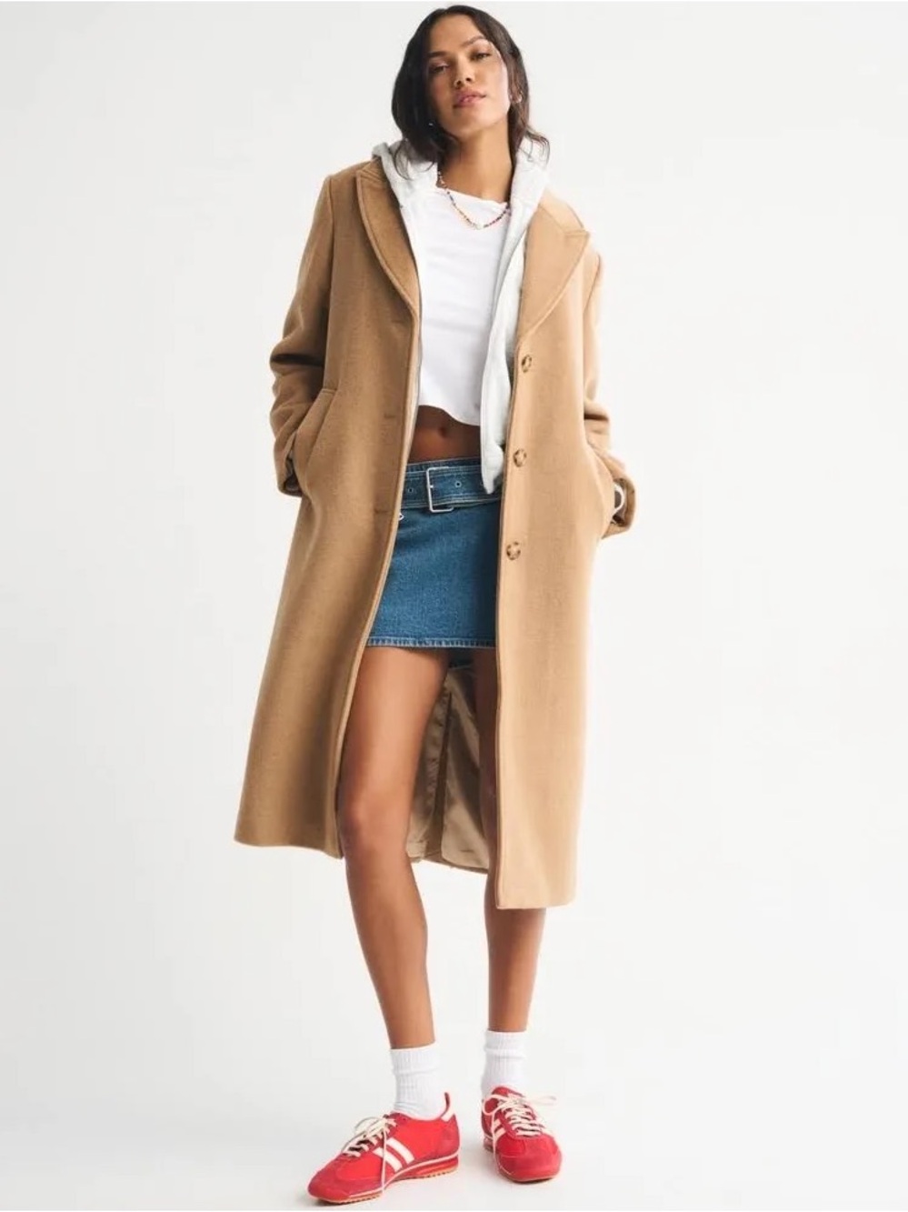 Abercrombie & Fitch Camel Wool Pea Coat